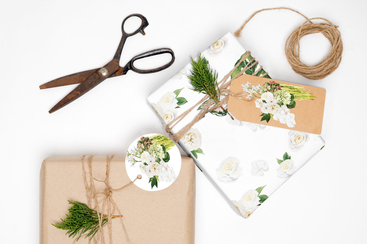 Botanical Watercolor Floral Wrapping Paper (5 sheets)