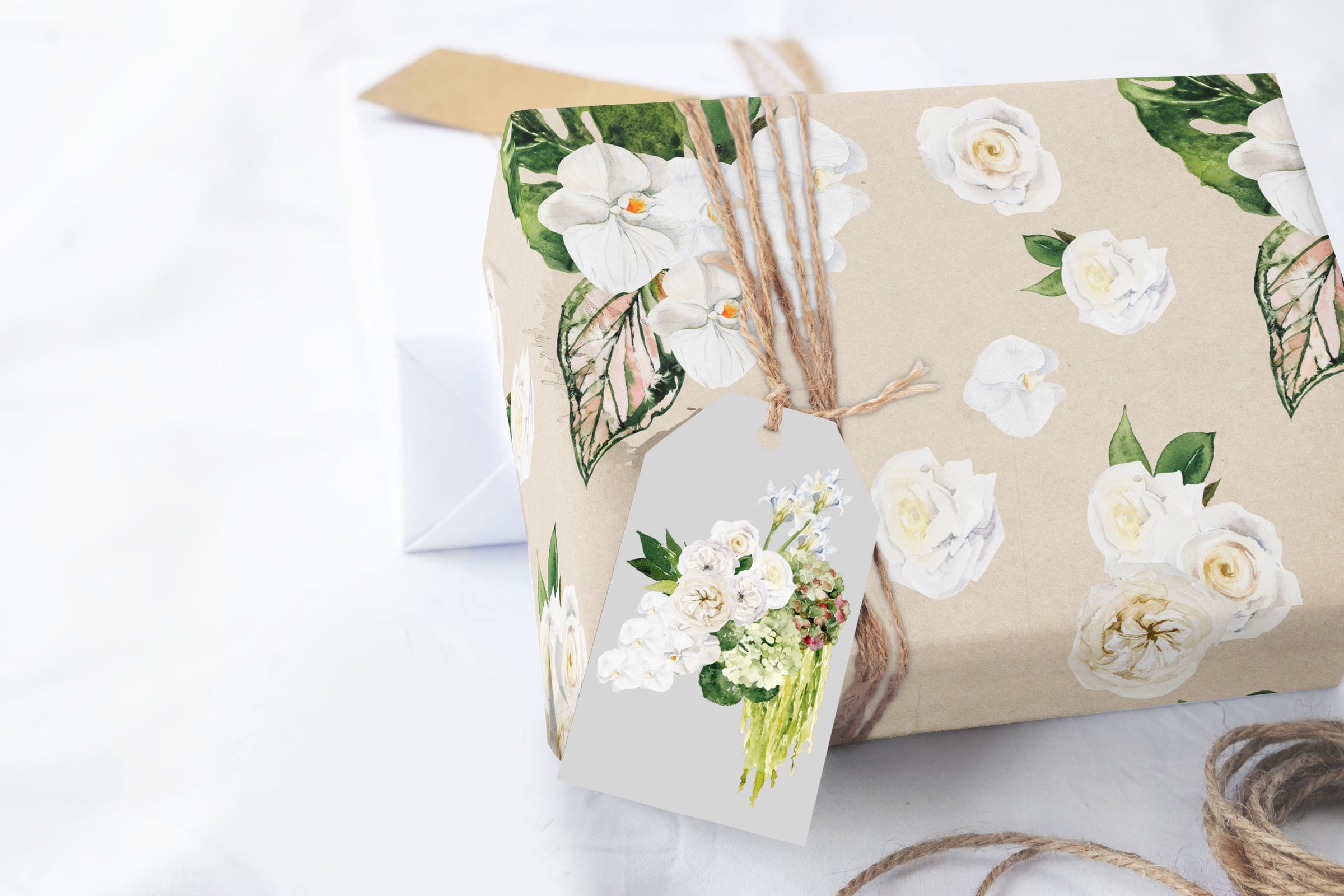 Botanical Watercolor Floral Wrapping Paper (5 sheets)