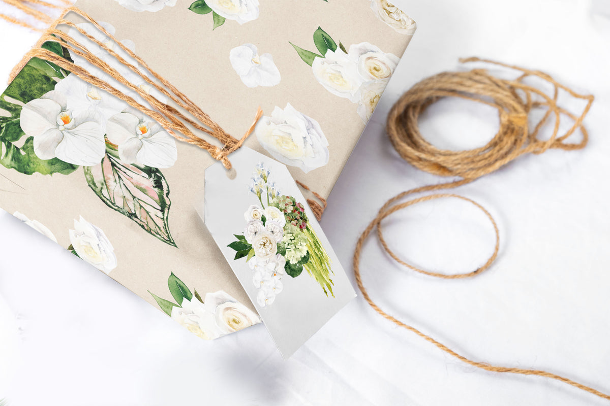 Botanical Watercolor Floral Wrapping Paper (5 sheets)