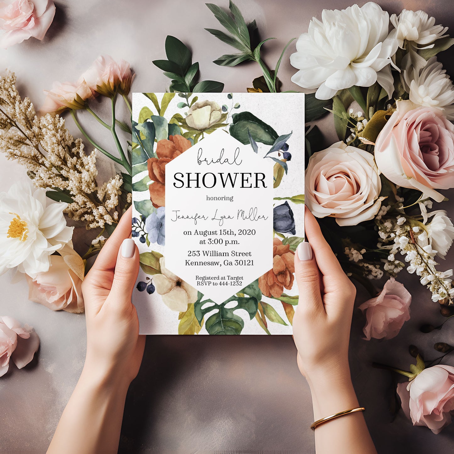 Botanical Floral Boho Bridal Shower Invitation