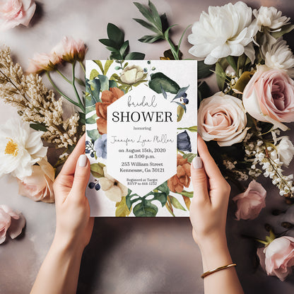 Botanical Floral Boho Bridal Shower Invitation