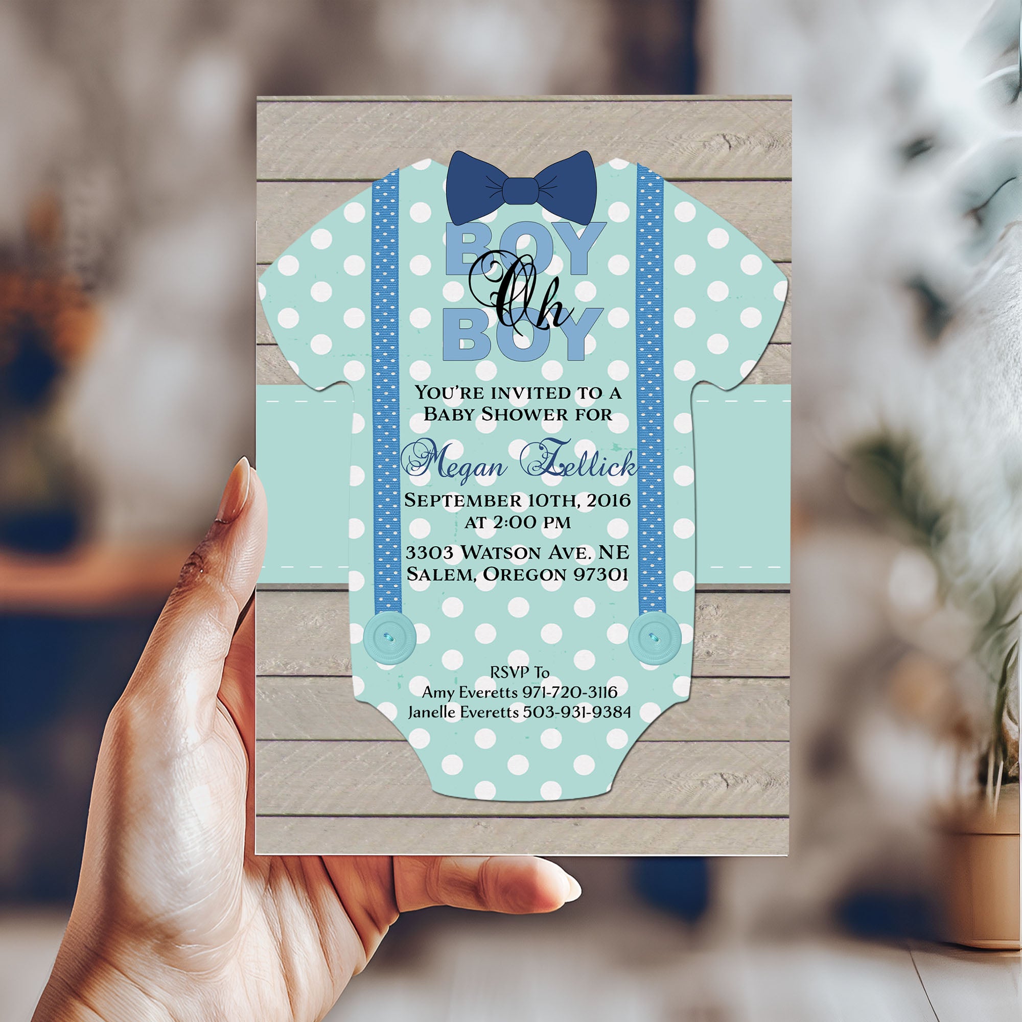 Boy oh Boy Bow Tie Outfit Rustic Baby Shower Invitation