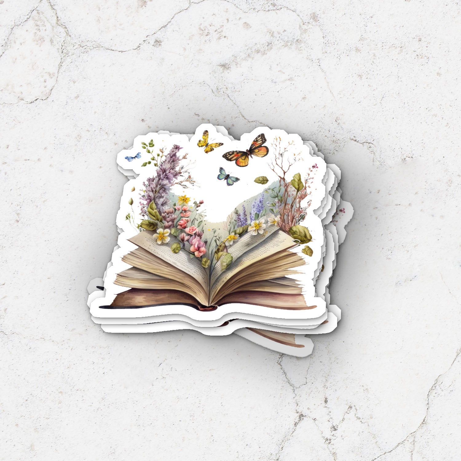 Butterflies and Book Vinyl Sticker Reading Weatherproof Decal Book Lovers