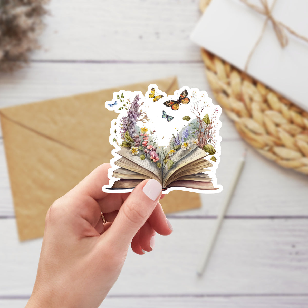 Butterflies and Book Vinyl Sticker Reading Weatherproof Decal Book Lovers