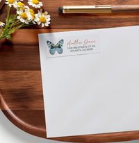 Blue Butterfly Return Address Sticker