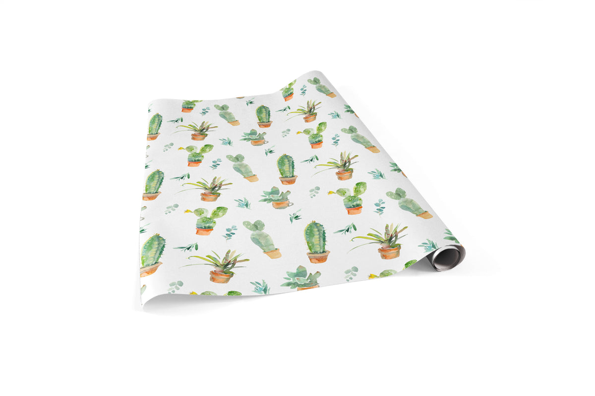 Cactus Plant Floral Watercolor Wrapping Paper