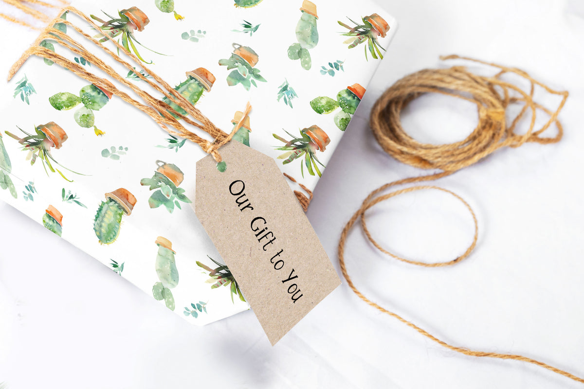 Cactus Plant Floral Watercolor Wrapping Paper