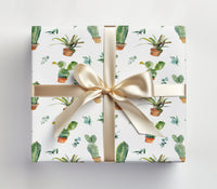 Cactus Plant Floral Watercolor Wrapping Paper
