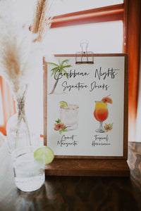 Caribbean Nights Cocktail Sign