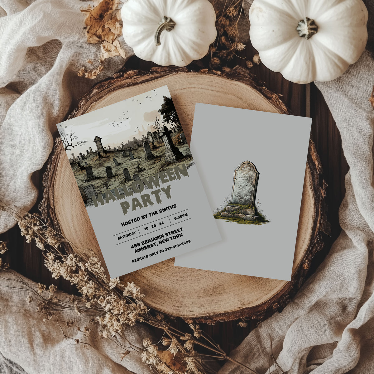 Halloween Spooky Cemetery Costume Party Invitation Template