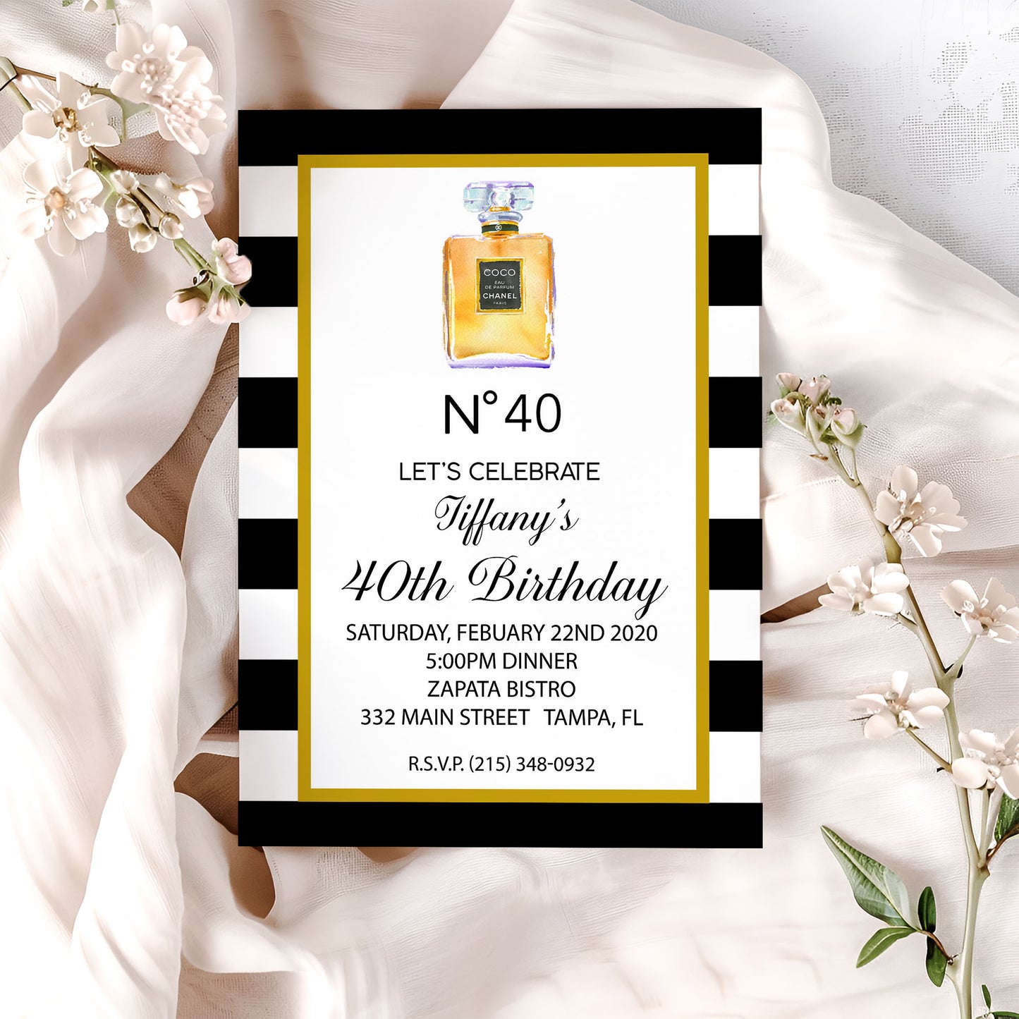 Perfume Any Age Modern Teen or Adult Birthday Invitation Printed