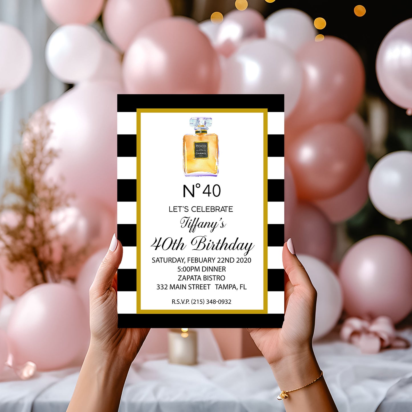 Perfume Any Age Modern Teen or Adult Birthday Invitation Printed