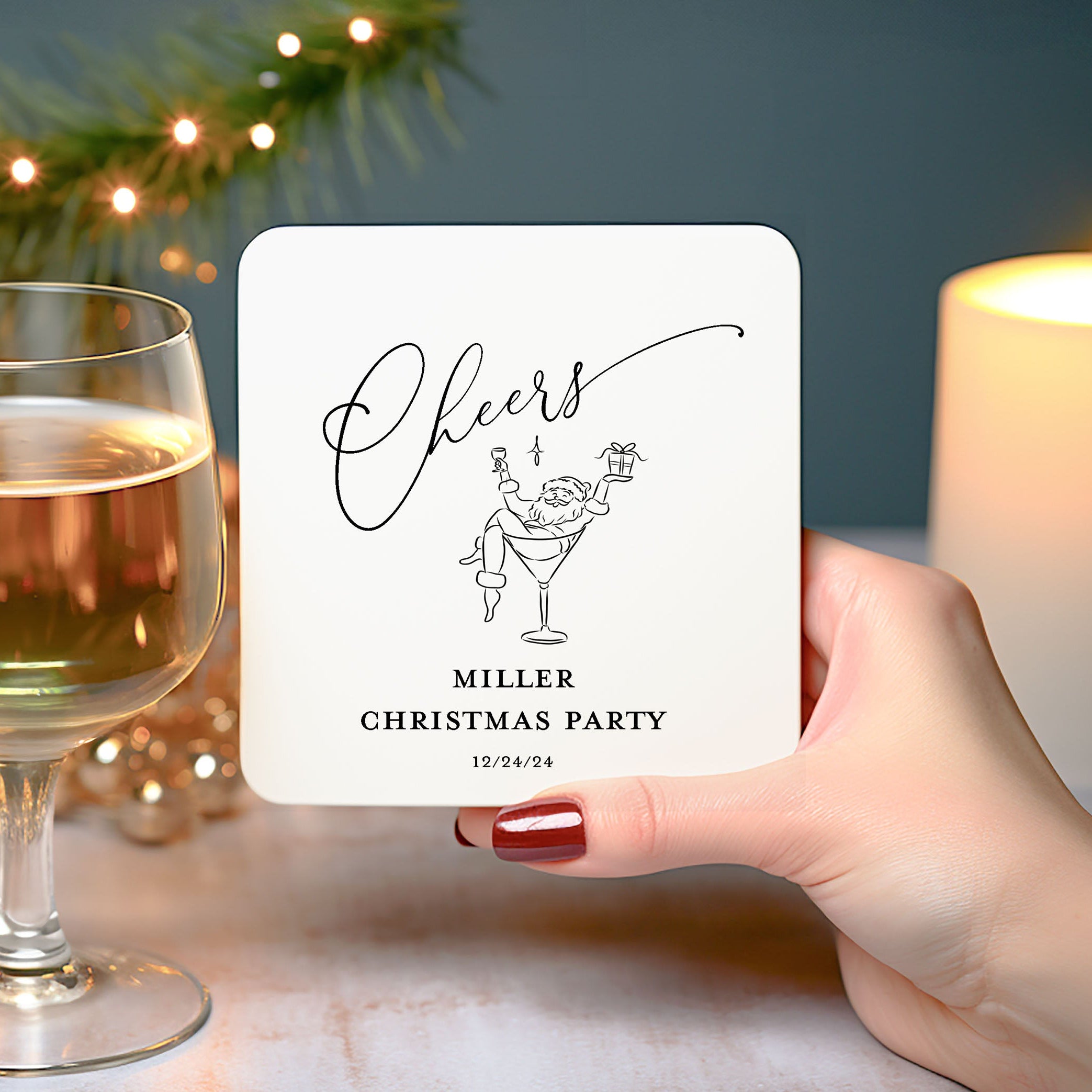 Cheers Santa Christmas Holiday Party Coasters