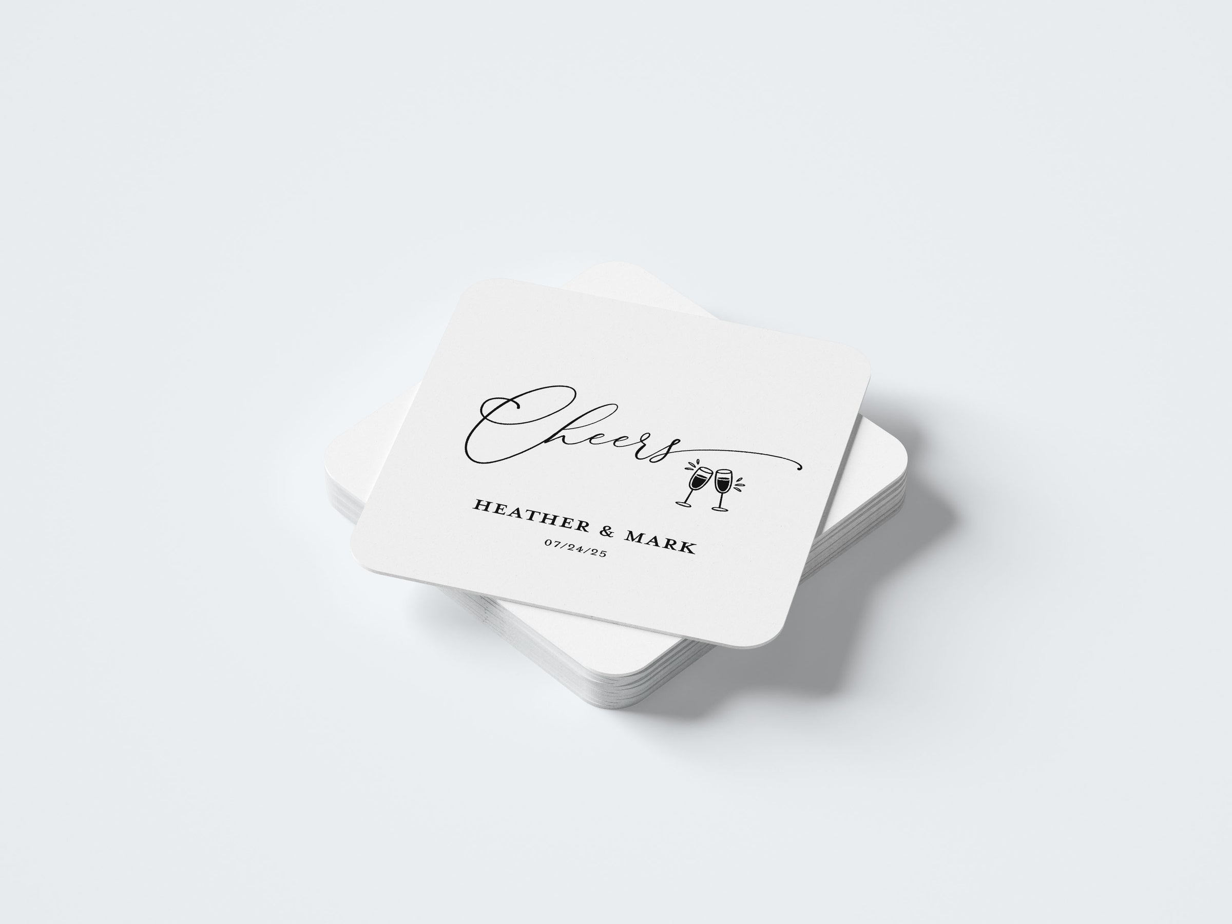 Cheers Wedding Coasters, Personalized Engagement Party Favors
