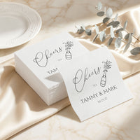 Let's Toast Napkins — Personalized Wedding Cocktail Napkins with Champagne Design