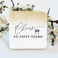 Cheers to Fifty Years Gold Glitter Coasters