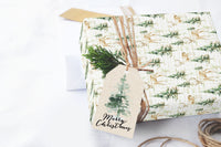 Winter Deer & Pine Holiday Gift Wrap Roll