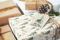 Winter Deer & Pine Holiday Gift Wrap Roll