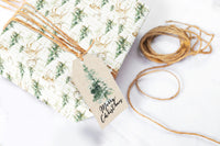 Winter Deer & Pine Holiday Gift Wrap Roll