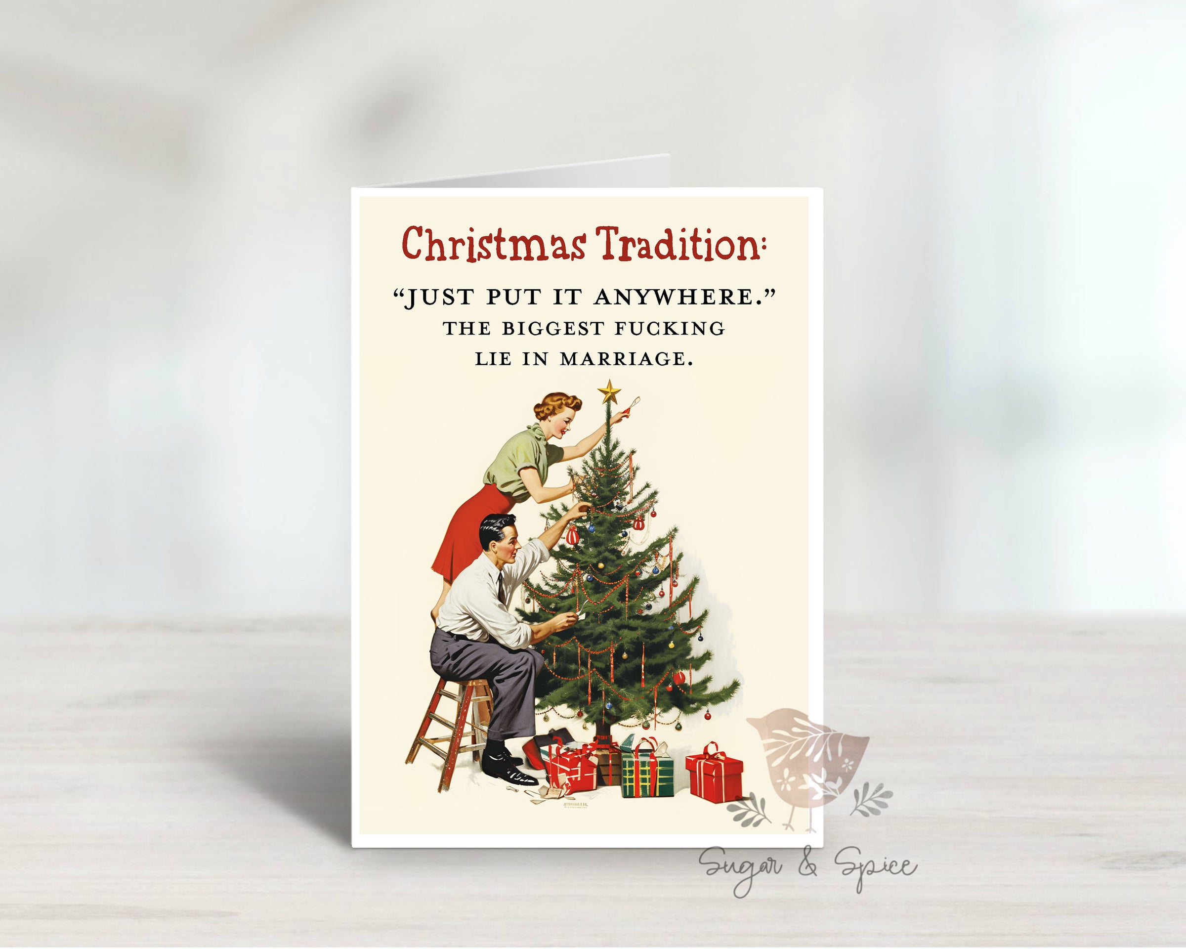 Let's Decorate the Tree Adult Funny Greeting Card