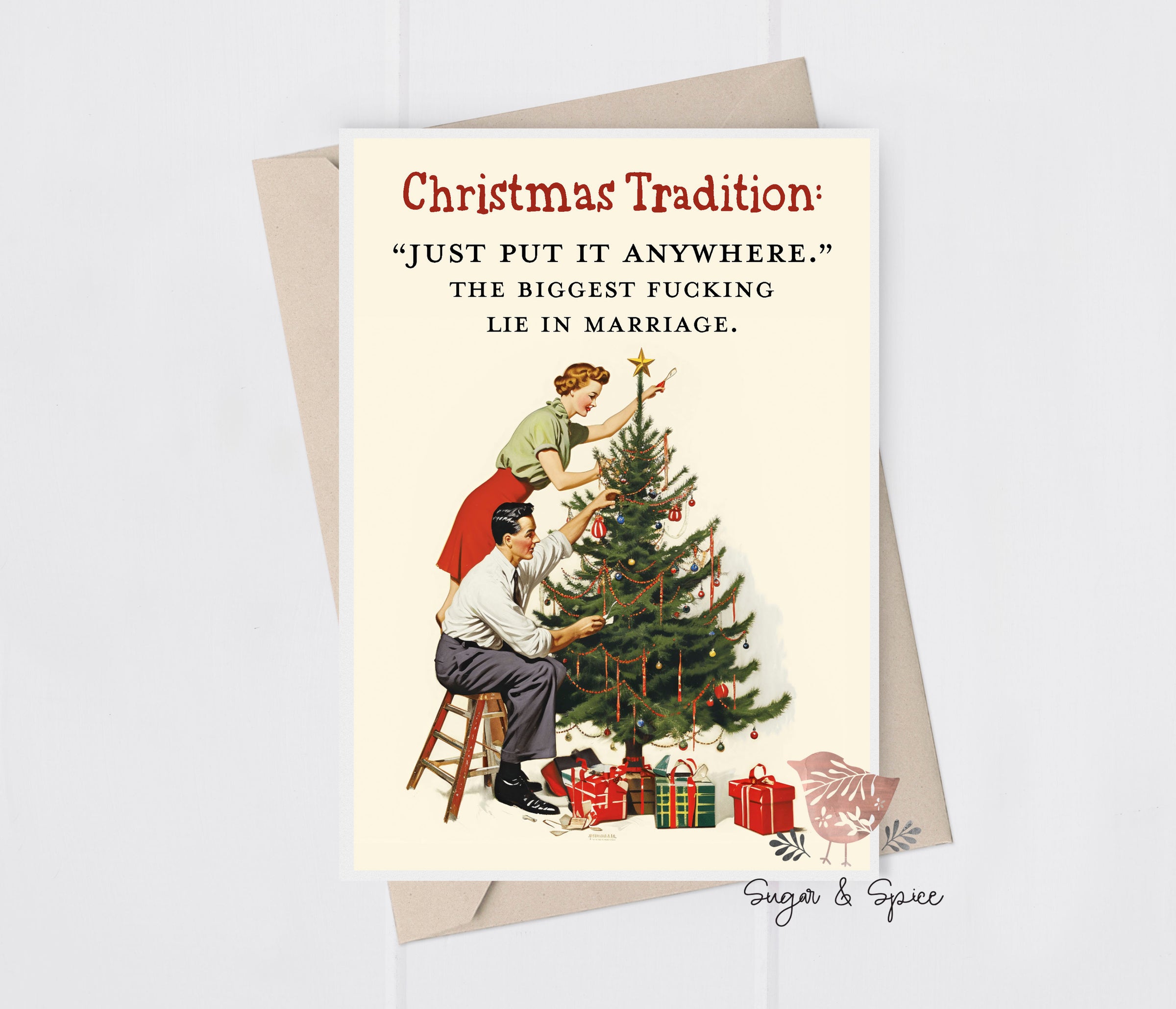 Let's Decorate the Tree Adult Funny Greeting Card