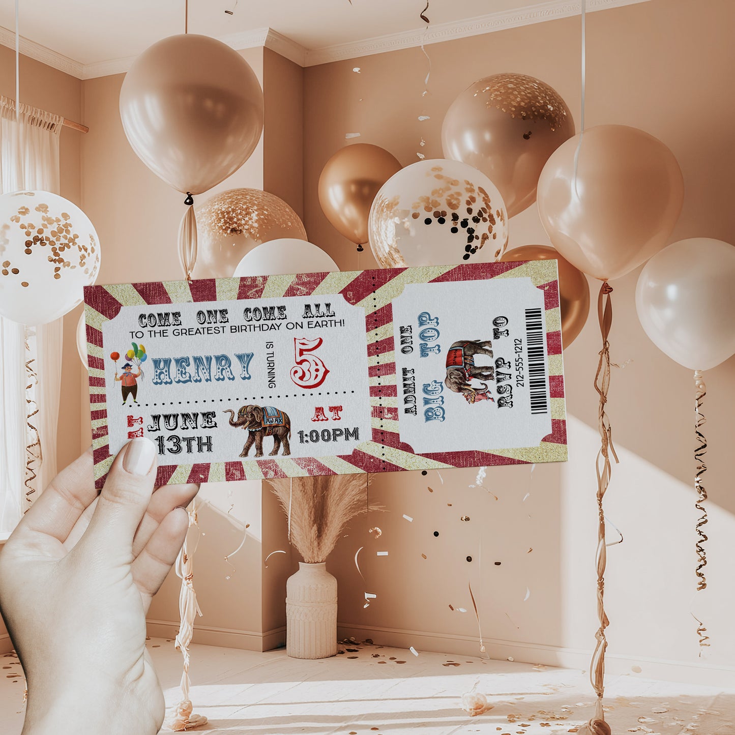 Vintage Circus Ticket Big Top Birthday Invitation