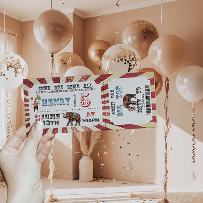 Vintage Circus Ticket Big Top Birthday Invitation