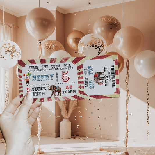 Vintage Circus Ticket Big Top Birthday Invitation