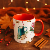 Christmas Candy Cane and Hot Cocoa Coffee Mug