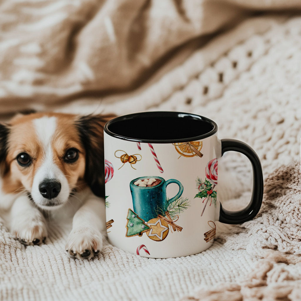 Christmas Candy Cane and Hot Cocoa Coffee Mug