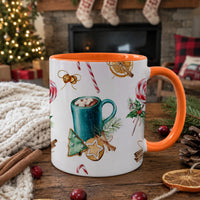 Christmas Candy Cane and Hot Cocoa Coffee Mug