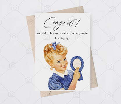 Funny Graduation Card, Congrats Humor Greeting, Celebration Greeting Card