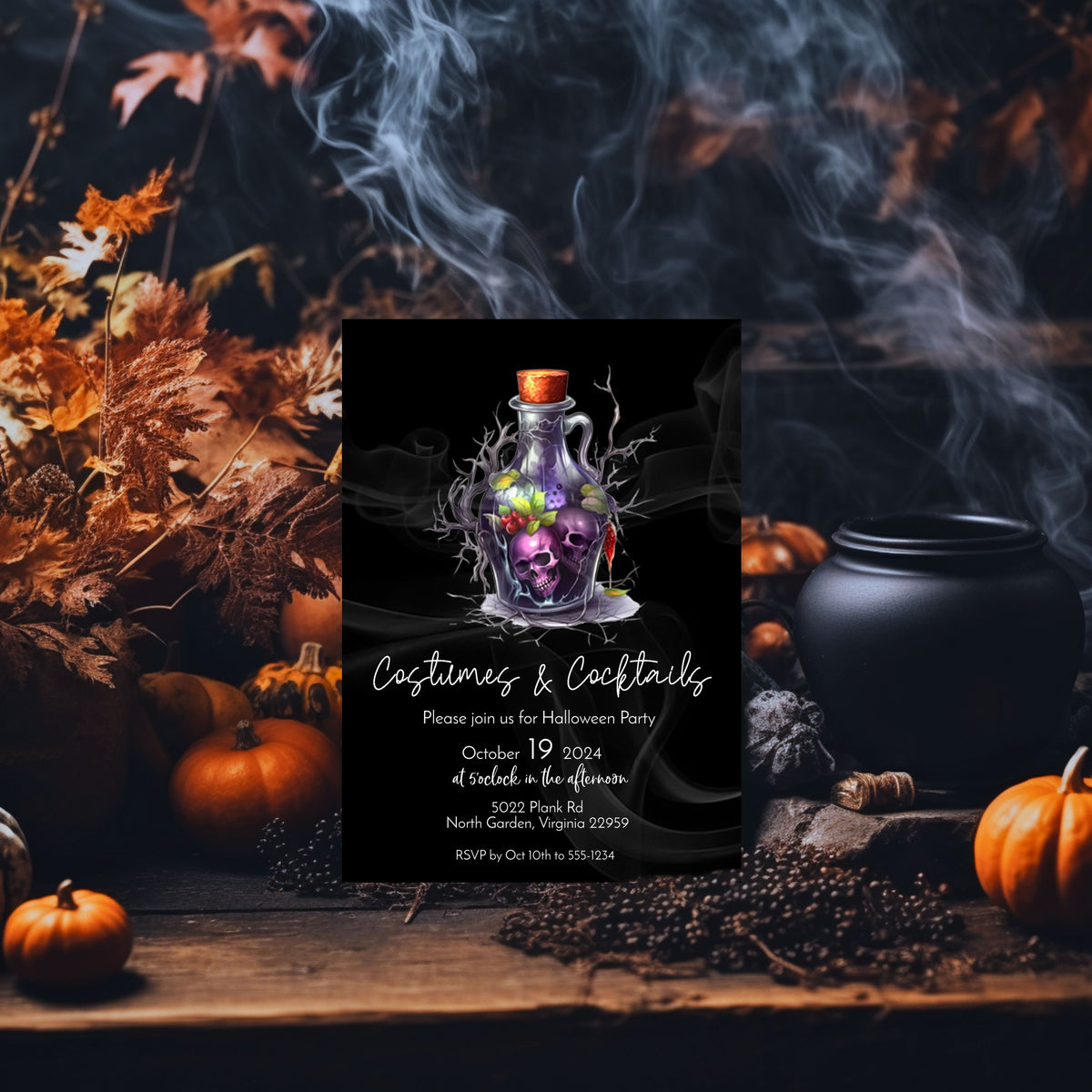 Halloween Costumes and Cocktails Invitation Template