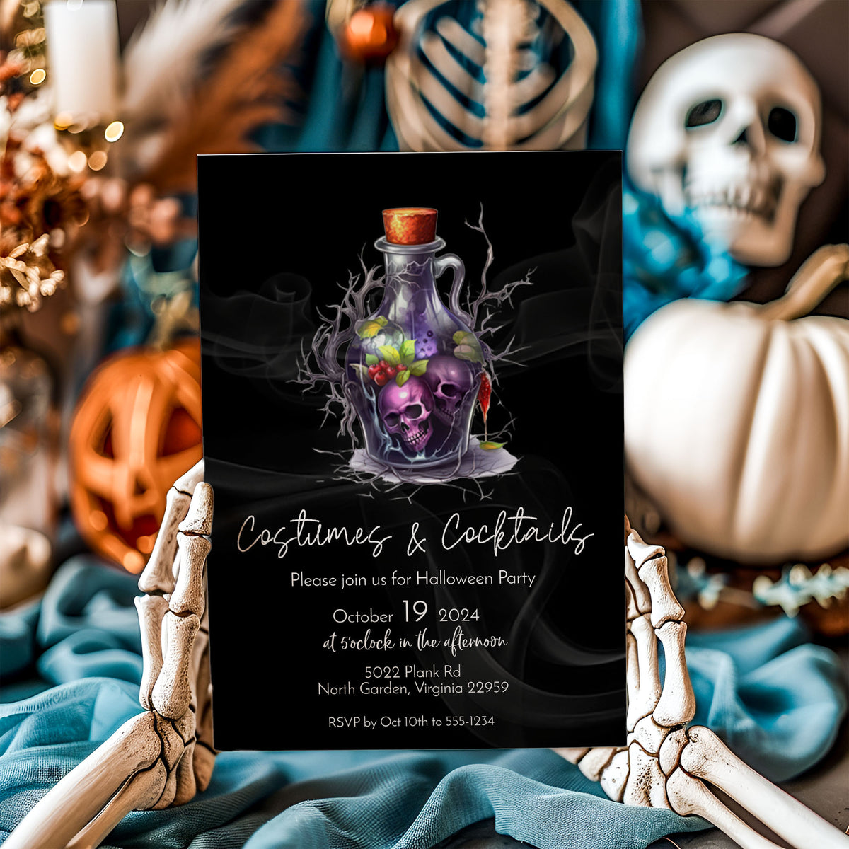Halloween Costumes and Cocktails Invitation Template