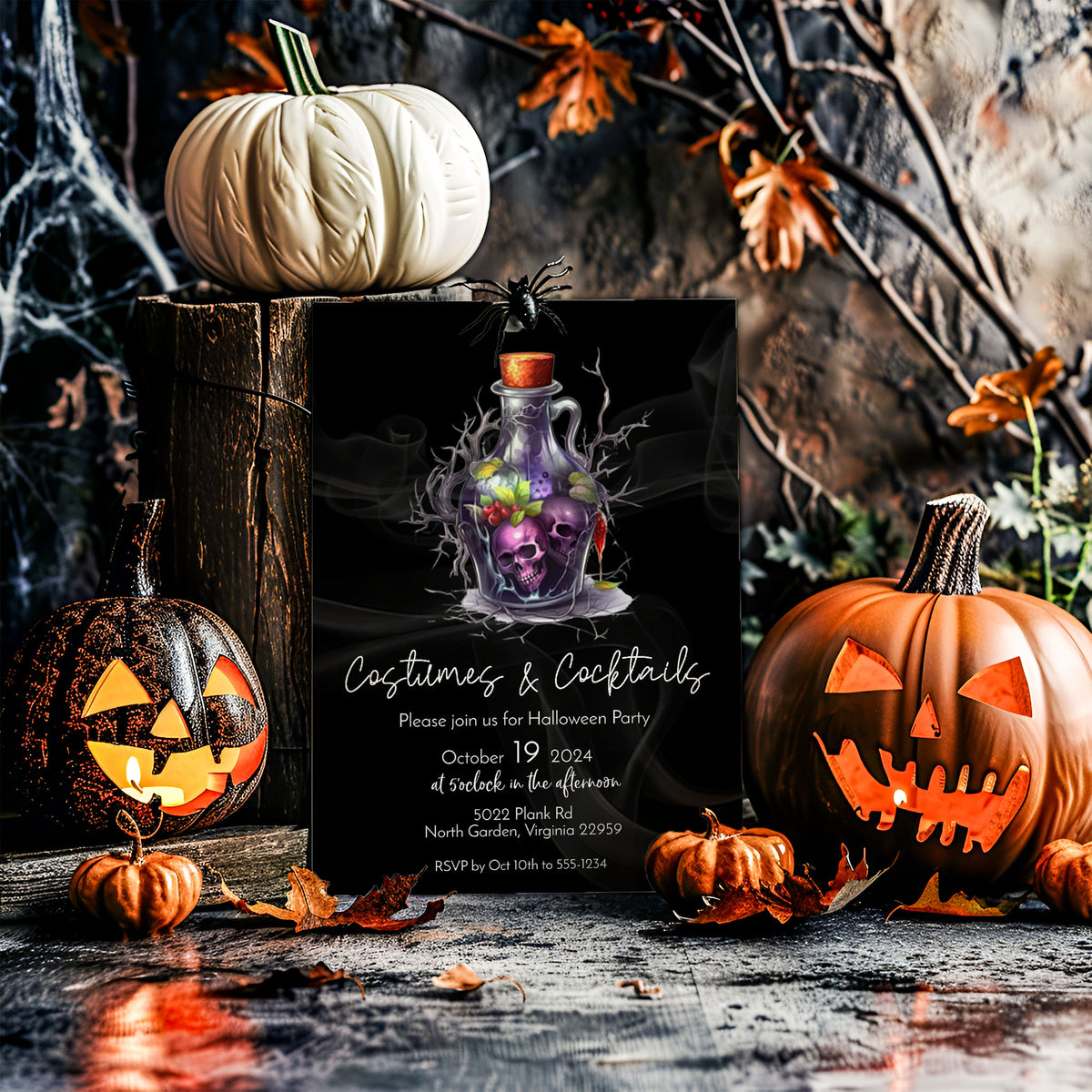 Halloween Costumes and Cocktails Invitation Template