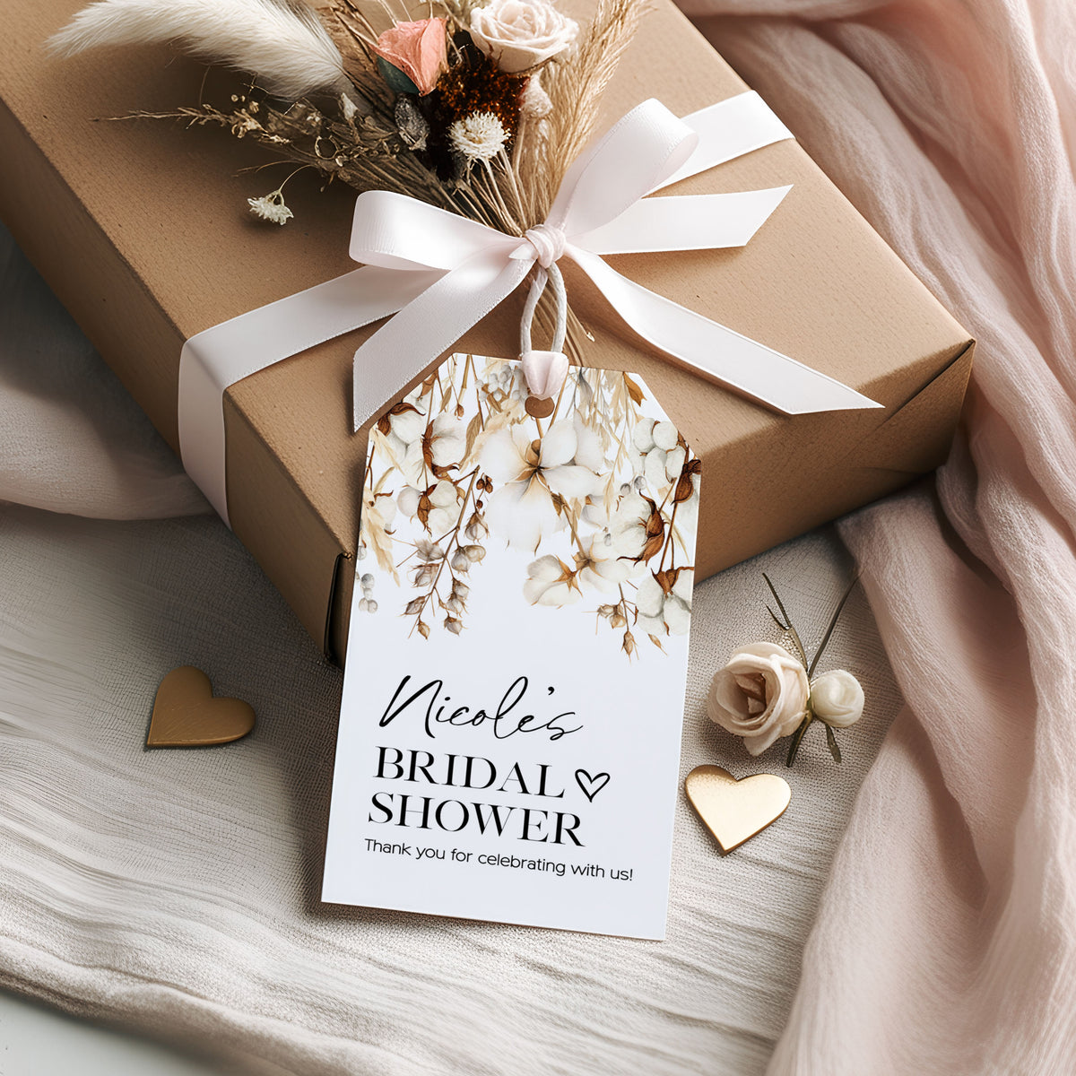 Cotton Boho Bridal Shower Gift OR Favor Tag