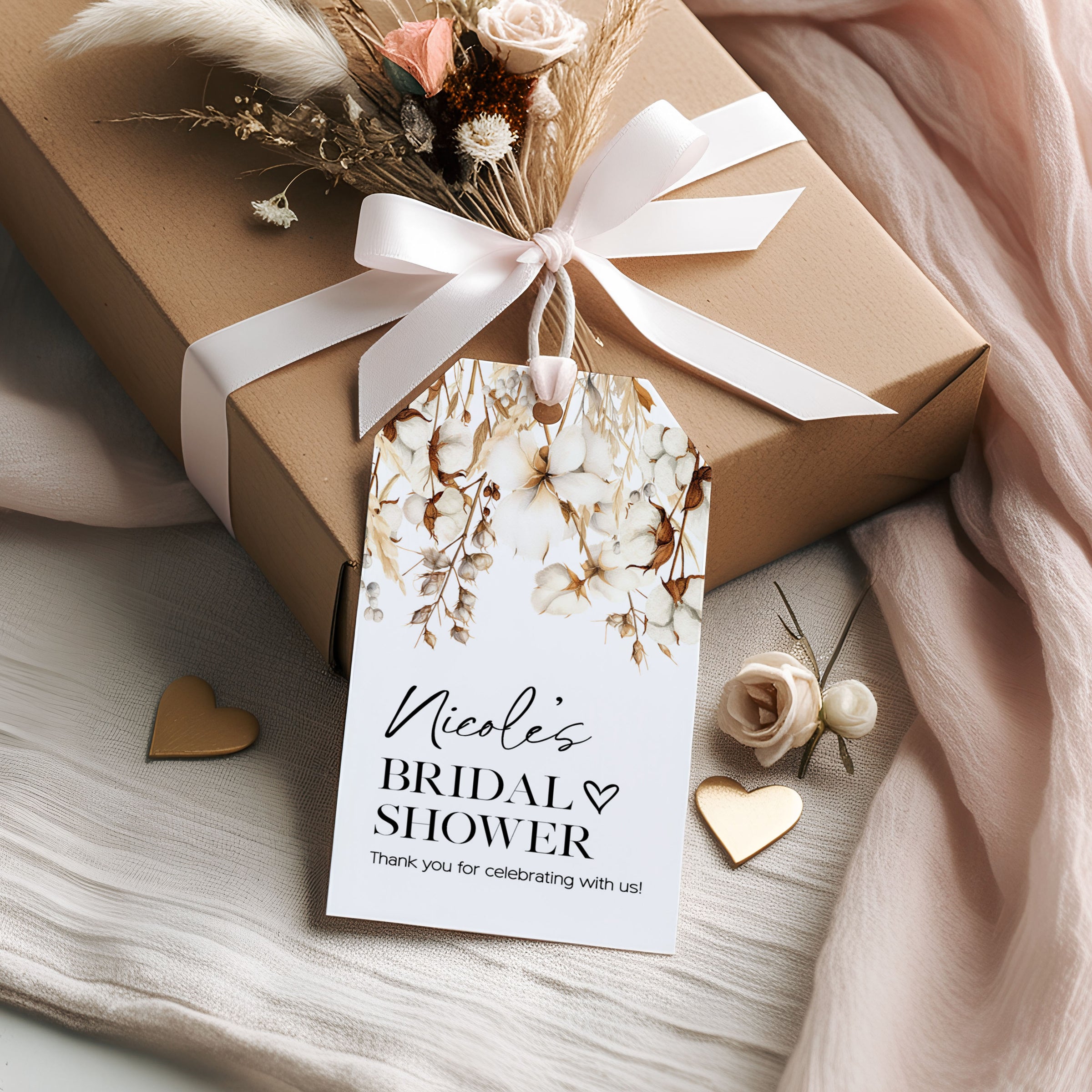 Cotton Boho Bridal Shower Gift OR Favor Tag