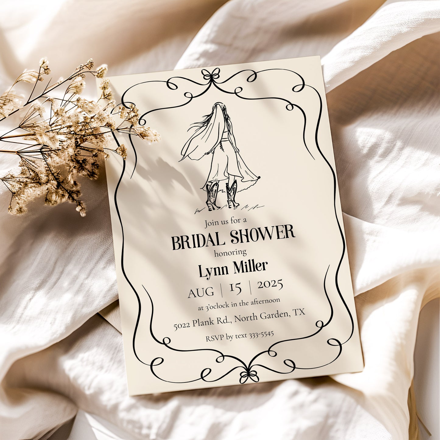 Country Western Bride Bridal Shower Invitation