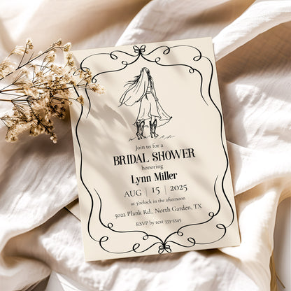 Country Western Bride Bridal Shower Invitation