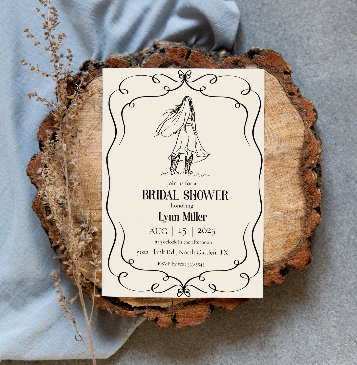 Country Western Bride Bridal Shower Invitation