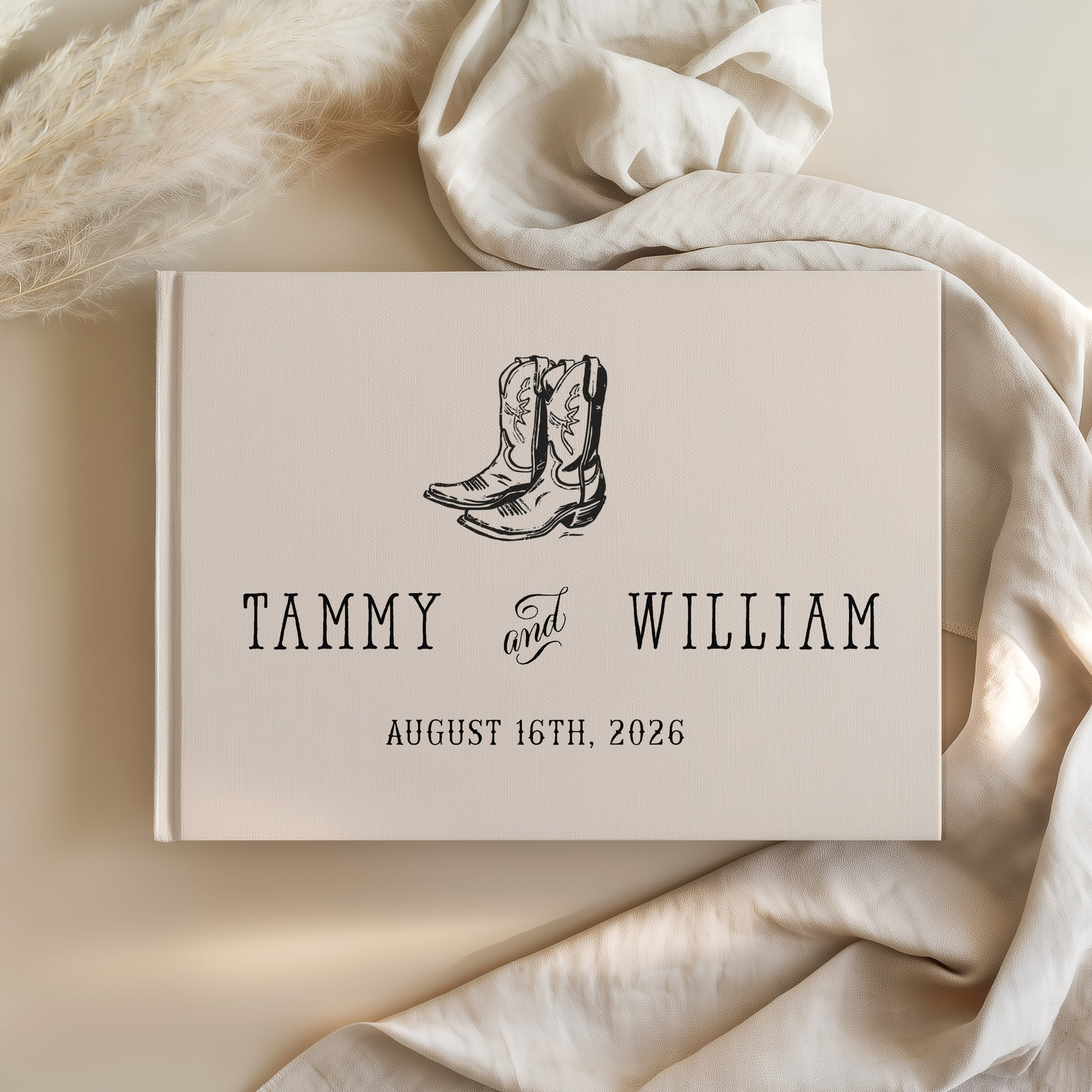 Country Western Cowboy Boots Wedding Guest Book