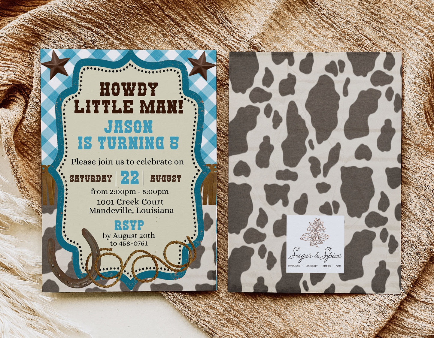 Cowboy Western Howdy Little Man Birthday Invitation Template Editable Invitation Corjl Digital Download