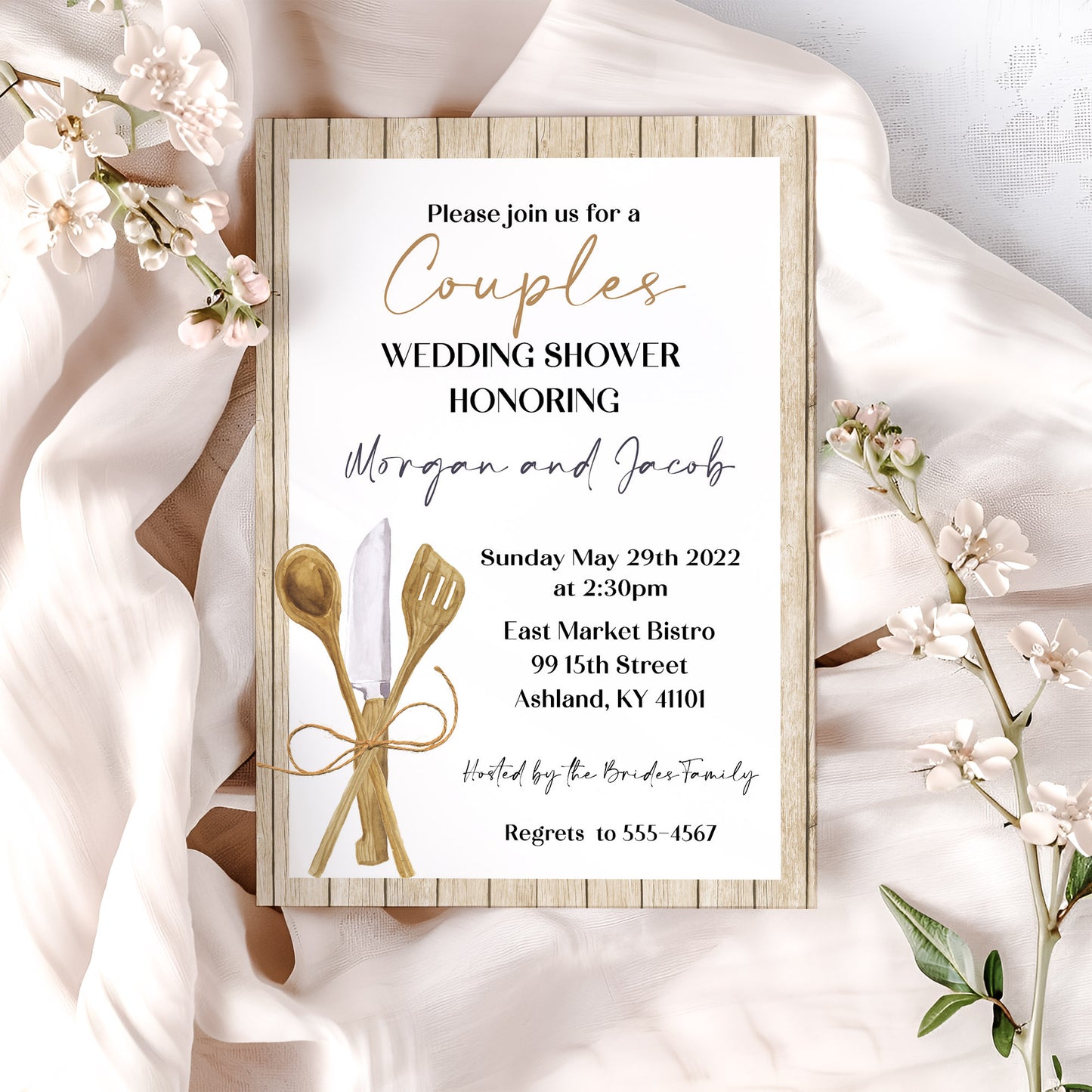 Couples Kitchen Rustic Bridal Shower Invitation