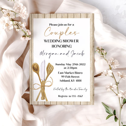 Couples Kitchen Rustic Bridal Shower Invitation