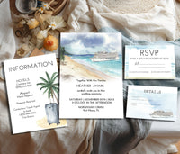 Watercolor Cruise Destination Wedding Invitation