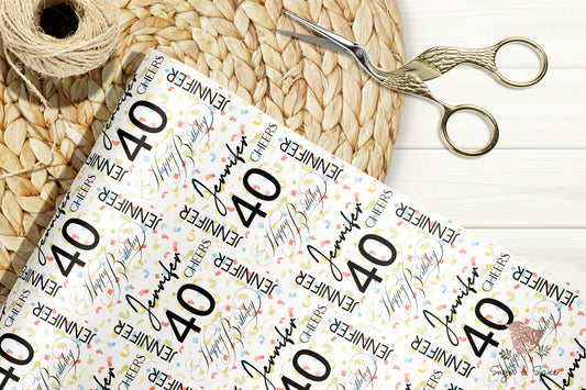 Custom Name Birthday Wrapping Paper