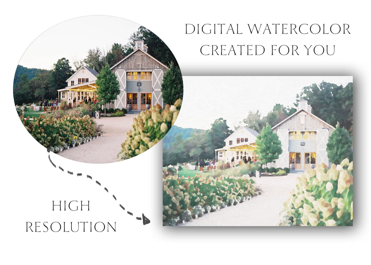 Watercolor Custom Venue Wedding Invitation Suite-Upload your Venue