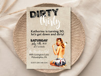 Dirty Thirty 30th Adult Sexy Pin Up Girl Birthday Invitation