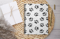 Paw Print Spiral Notebook — Black & White Cute Animal Journal (Ruled)