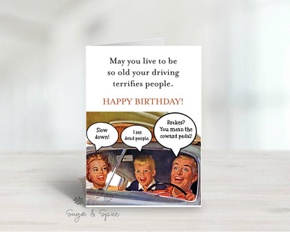 Funny Dad Driving Birthday Greeting Card